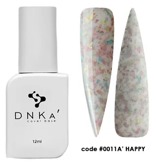 Камуфлююча база для нігтів з поталлю DNKa' Cover Rubber Base French #0011A Hapy, 12 мм