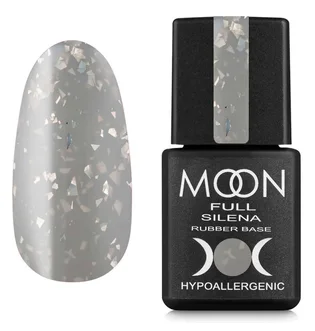 Kolorowa baza Moon Full Silena #2037, jasnoszara ze srebrną folią, w słoiczku, 8 ml