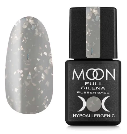 Kolorowa baza Moon Full Silena #2037, jasnoszara ze srebrną folią, w słoiczku, 8 ml
