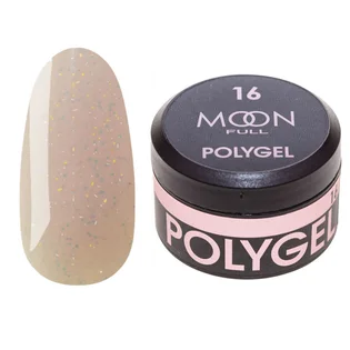 Nail Extension Polygel Moon Full #16, white chocolate with shimmer, 15 ml