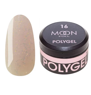 Nail Extension Polygel Moon Full #16, white chocolate with shimmer, 15 ml