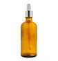 Glass Bottle, brown, with silver aluminum dropper, 100 ml