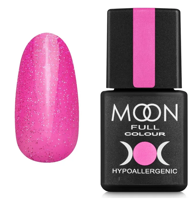Гель-лак Moon Full Opal Color Gel Polish #506, бліда фуксія з різнобарвним шиммером, 8 мл