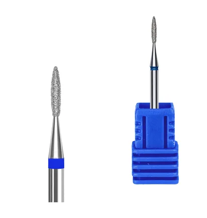 Frez diamentowy Kraken Nails, płomyk, z niebieskim nacięciem, 1.6×8.0 mm