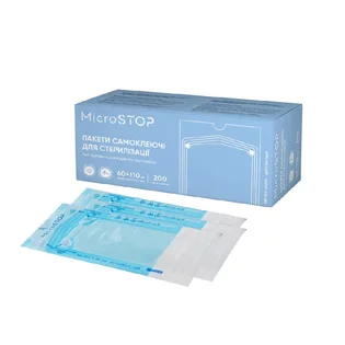 Самоклеючі пакети для стерилізації MicroSTOP, 60×110 мм, 200 шт