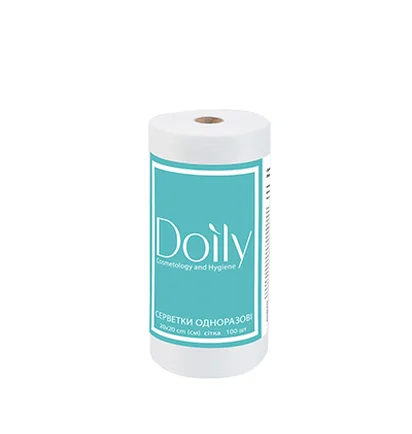 Disposable wipes Doily, mesh, in roll, 20×20 cm, 100 pcs