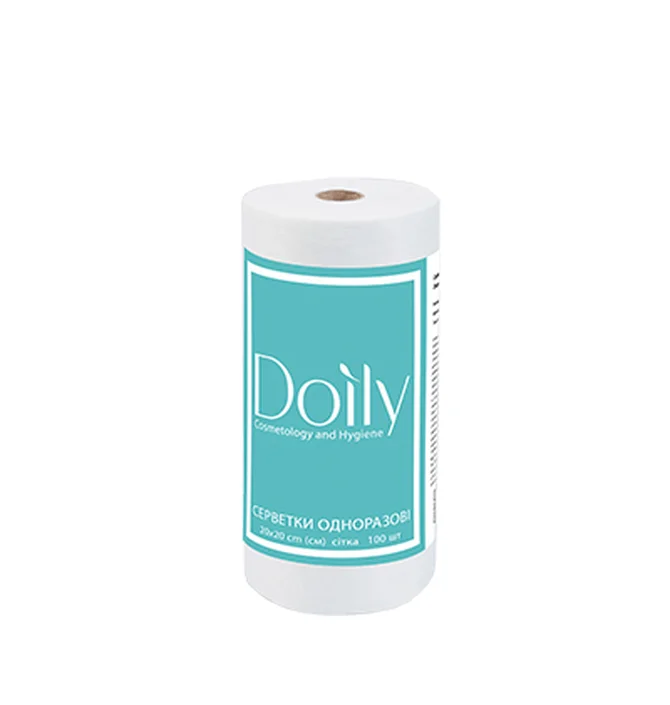 Disposable wipes Doily, mesh, in roll, 20×20 cm, 100 pcs