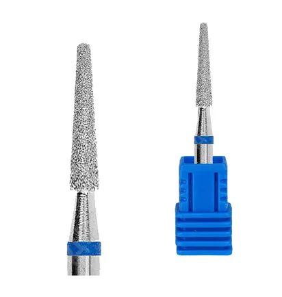 Алмазна фреза Kraken Nails, загострений конус, з синьою насічкою, 1.5×10 мм
