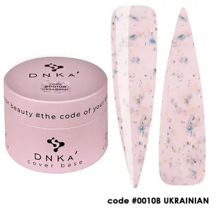 Камуфлююча база для нігтів з поталлю DNKa' Cover Rubber Base French #0010B Ukrainian, банка, 30 мл