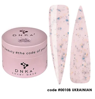 Камуфлююча база для нігтів з поталлю DNKa' Cover Rubber Base French #0010B Ukrainian, банка, 30 мл