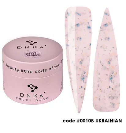 Камуфлююча база для нігтів з поталлю DNKa' Cover Rubber Base French #0010B Ukrainian, банка, 30 мл