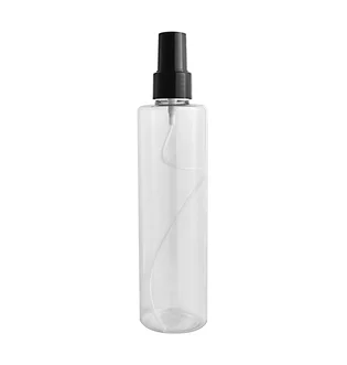 Plastic Bottle, clear, with black plastic spray, 250 ml