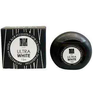 Нитка для розмітки брів Vilmy з пігментом, Ultra White, 15 м
