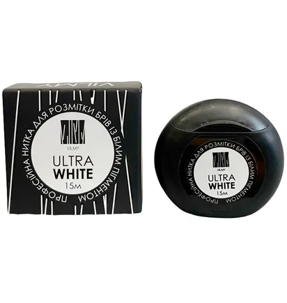 Нитка для розмітки брів Vilmy з пігментом, Ultra White, 15 м