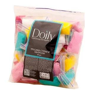 Thong panties Doily for spa, with ruffles, multicolored, 50 pcs