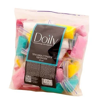Thong panties Doily for spa, with ruffles, multicolored, 50 pcs