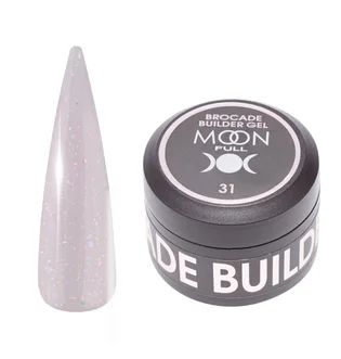 Гель Moon Full для наращивания ногтей Brocade Builder, с поталью #31, 30 мл