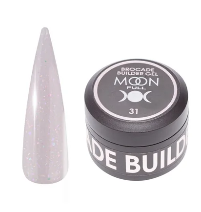 Nail Extension Gel Moon Full Brocade Builder, with foil #31, 30 ml
