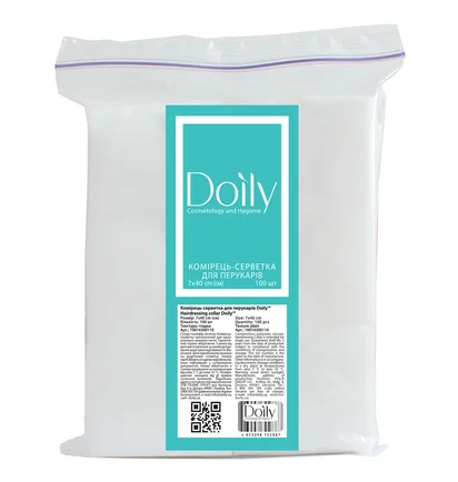 Collar wipe Doily for hairdressers, spunlace, smooth, white, 7×40 cm