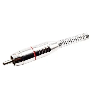 RCA Plug with spring, silver, 6.5 mm