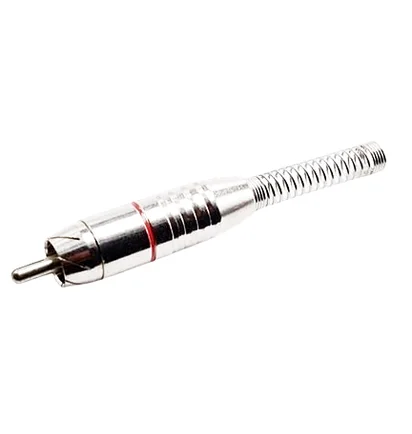 Wtyk RCA ze sprężynką, srebrny, 6.5 mm