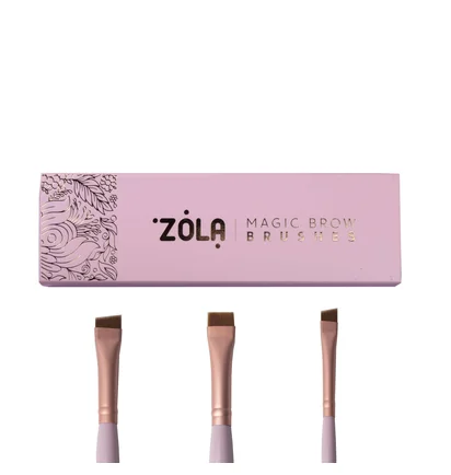 Набір пензлів для фарбування брів ZOLA Magic Brow Brush, світло-рожевий