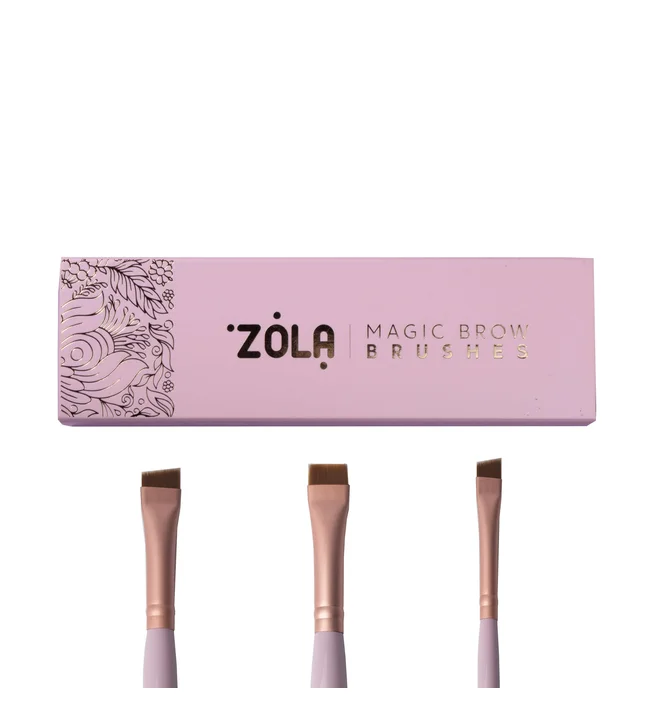 Набір пензлів для фарбування брів ZOLA Magic Brow Brush, світло-рожевий