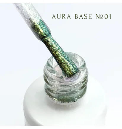 База-хамелеон із шиммером для нігтів Adore Professional Aura Base №01, золотисто-жовта, 8 мл