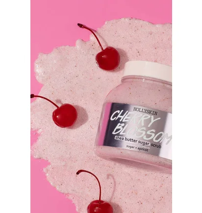 Цукровий скраб для тіла HollySkin Cherry Blossom з маслом ши та перлітом, 300 мл
