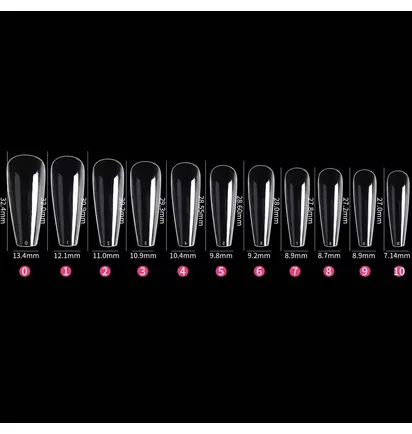 Гелеві тіпси Soft Gel Tips Medium Coffin #5, прозорі, 550 шт