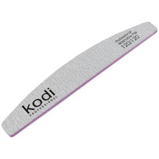 Пилка Kodi Professional для нігтів півмісяць сіра, 120/120, #90, 1 шт