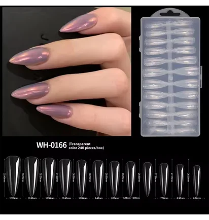 Gel Tips, clear, Stiletto, 240 pcs