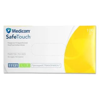 Вінілові рукавички Medicom, прозорі, розмір L, 100 шт