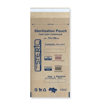 Крафт-пакети для стерилізації Pro Steril, бурі, 100×200 мм, 100 шт