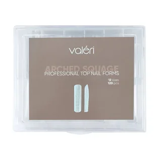 Верхні форми-арки для нарощування Valeri Top Nail Forms Arched Square, 120 шт