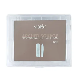 Верхні форми-арки для нарощування Valeri Top Nail Forms Arched Square, 120 шт