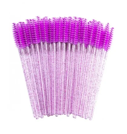 Brow and Lash Brushes, with glitter, purple, 50 pcs