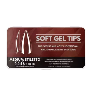 Гелевые типсы Soft Medium Stiletto #2, прозрачные, 550 шт