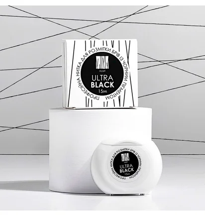 Нитка для розмітки брів Vilmy з пігментом, Ultra Black, 15 м