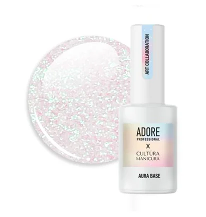 База-хамелеон з шиммером для нігтів Adore Professional Aura Base №08, рожево-блакитна, 8 мл