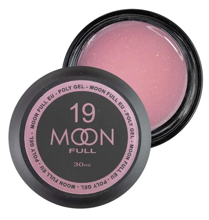 Nail Extension Polygel Moon Full #19, deep pink with shimmer, 30 ml