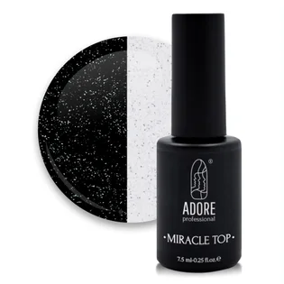 Топ для нігтів з блискітками без липкого шару Adore Professional Miracle Top №04 Silver Shimmer, UV-фільтр, 7,5 мл