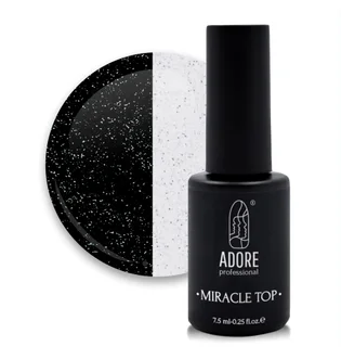 Топ для нігтів з блискітками без липкого шару Adore Professional Miracle Top №04 Silver Shimmer, UV-фільтр, 7,5 мл