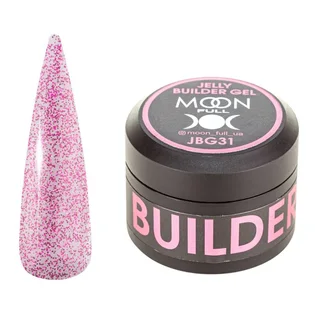 Żel-galaretka do przedłużania paznokci Moon Full Builder #31, półprzezroczysty z różowym shimmerem, 30 ml