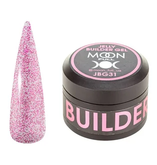 Żel-galaretka do przedłużania paznokci Moon Full Builder #31, półprzezroczysty z różowym shimmerem, 30 ml