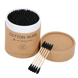 Ватні палички Cotton Buds двосторонні, в чорній коробці, 200 шт