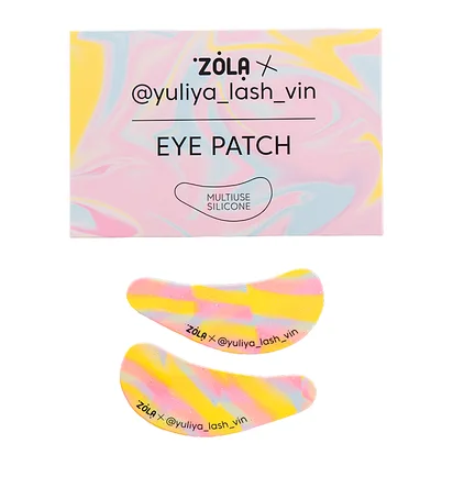 Силиконовые патчи ZOLA x Yuliya Lash Vin, желто-розово-голубые, 1 пара