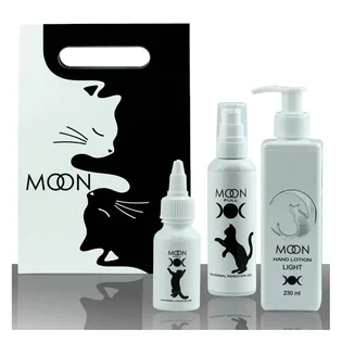 Лімітований набір Moon Full для догляду за руками: Universal Remover Gel 100 мл, лосьйон для рук Light Moon 230 мл, рідке лезо 30 мл