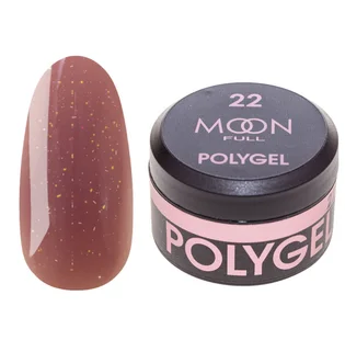 Nail Extension Polygel Moon Full #22, pink smoke with shimmer, 15 ml