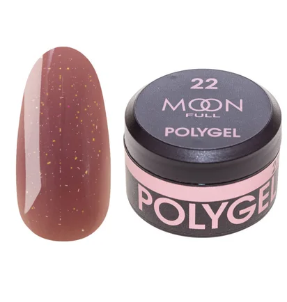Nail Extension Polygel Moon Full #22, pink smoke with shimmer, 15 ml